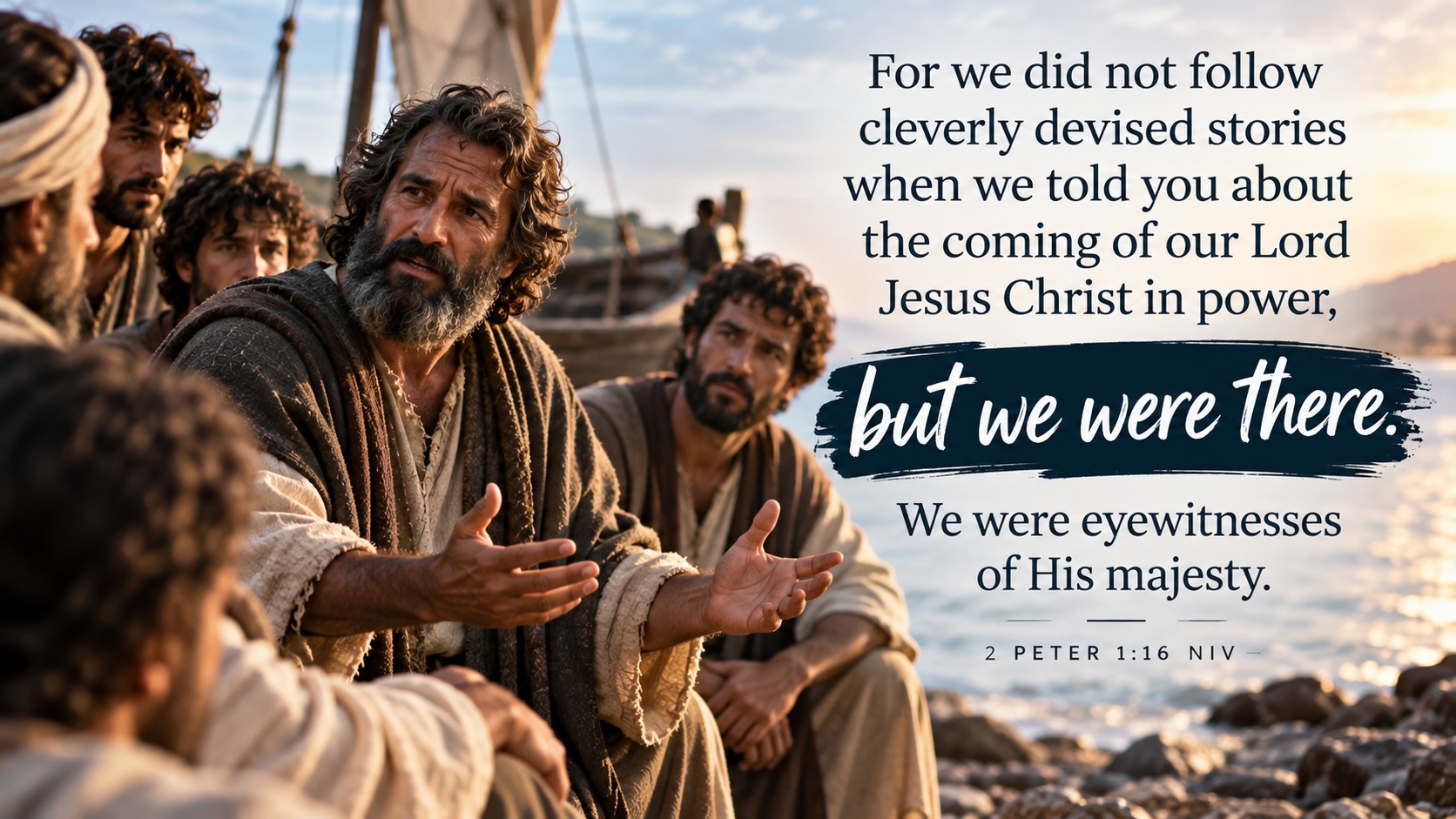 For we did not follow cleverly invented stores, but we were there. 2 Peter 1:16