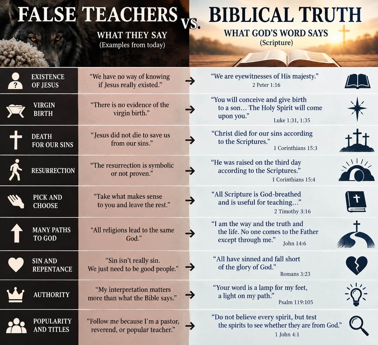 False teachers vs. Biblical Truths and God's Word